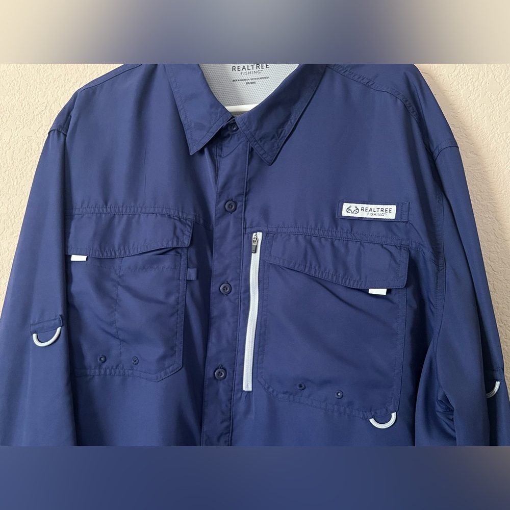 Realtree Men’s Long Long Sleeve River UPF 40+ Fishing Shirt 2XL Navy